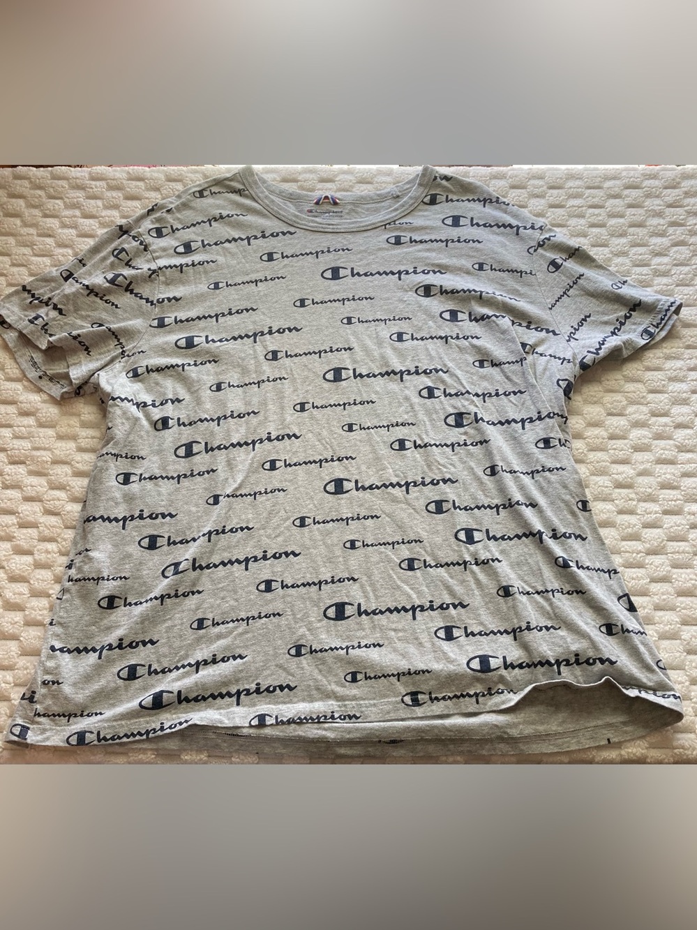 Champion Gray Allover Logo Short Sleeve Tee